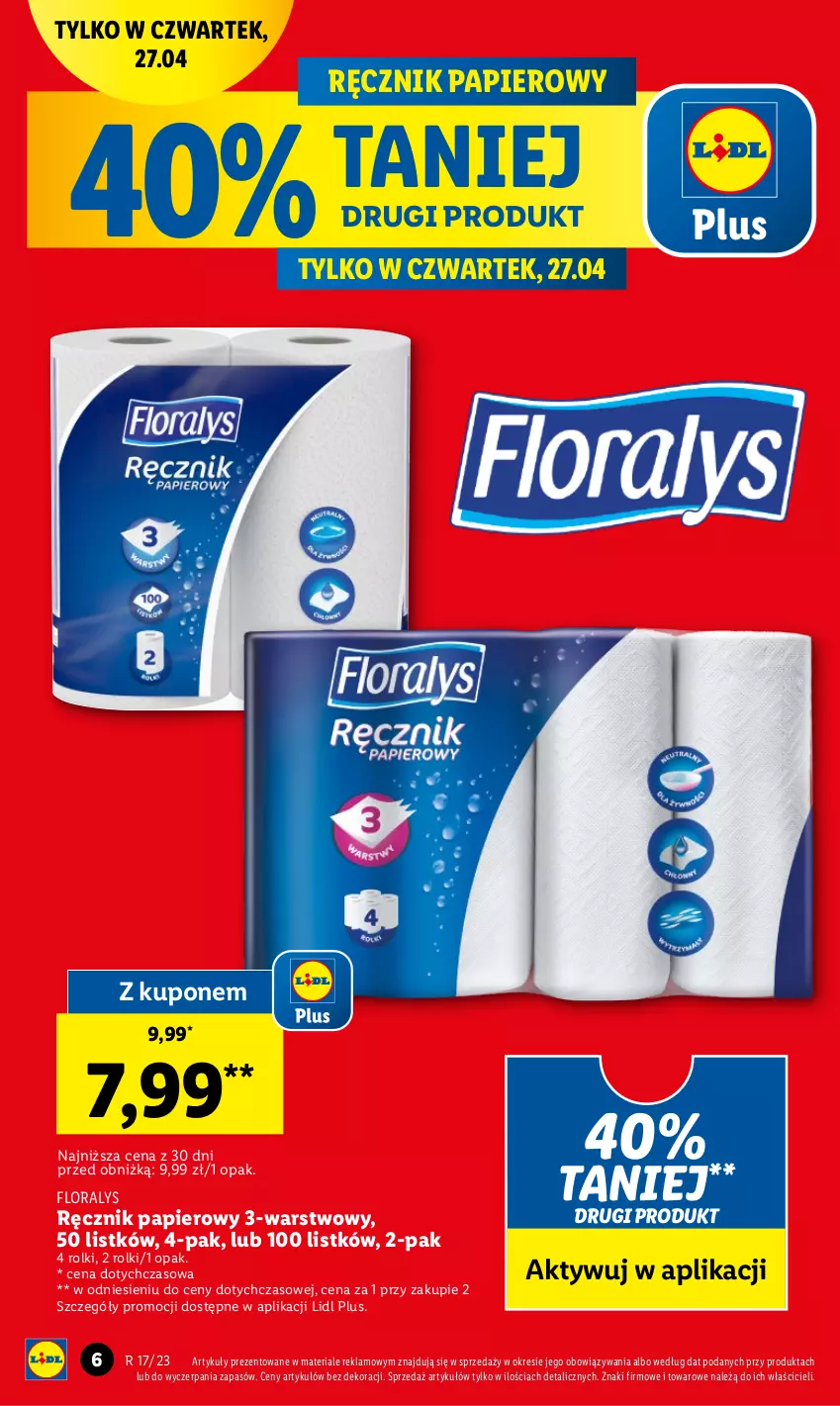 Gazetka promocyjna Lidl - GAZETKA - ważna 27.04 do 02.05.2023 - strona 6 - produkty: Flora, Papier, Ręcznik, Rolki