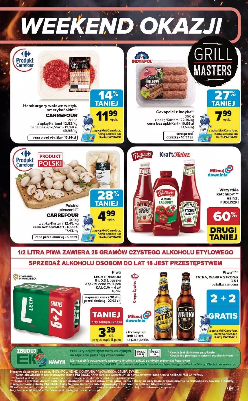 Gazetka promocyjna Carrefour - Gazetka Carrefour, Market w SUMIE od czwartku WEEKEND OKAZJI - ważna 25.06 do 28.06.2026 - strona 3 - produkty: Fa, Heinz, Ketchup, Laur, Lech Premium, Piec, Piwo, Pudliszki, Tatra, Warka