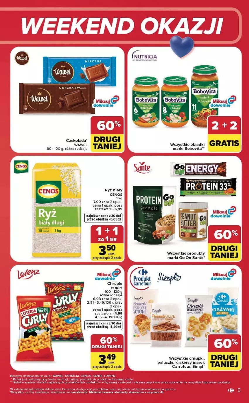 Gazetka promocyjna Carrefour - Gazetka Carrefour, Market w SUMIE od czwartku WEEKEND OKAZJI - ważna 25.06 do 28.06.2026 - strona 5 - produkty: BoboVita, Cenos, Chrupki, Czekolada, Fa, Gra, Krakersy, Ryż, Ryż biały, Sante, Wawel