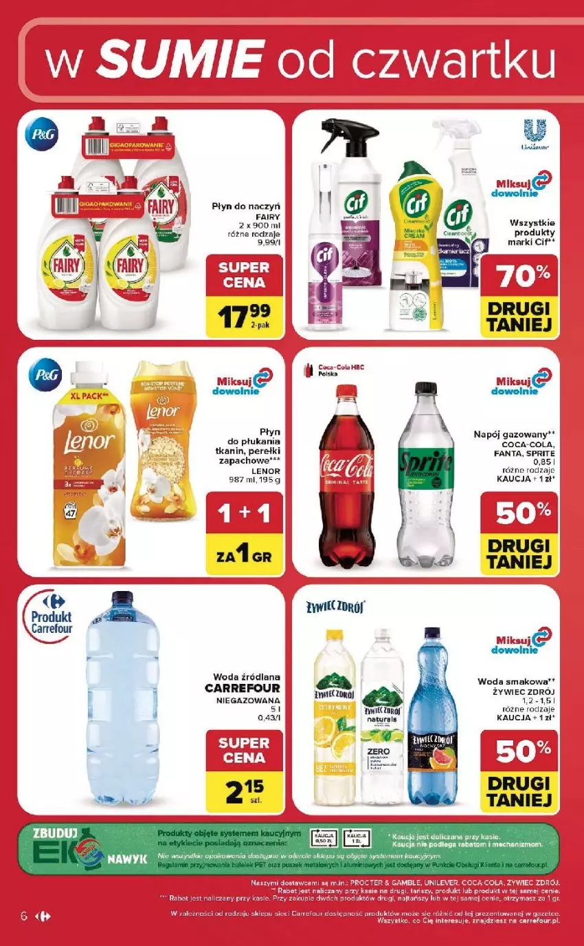 Gazetka promocyjna Carrefour - Gazetka Carrefour, Market w SUMIE od czwartku WEEKEND OKAZJI - ważna 25.06 do 28.06.2026 - strona 6 - produkty: Cif, Coca-Cola, Fa, Fanta, LANA, Lenor, LG, Napój, Napój gazowany, Sprite, Woda