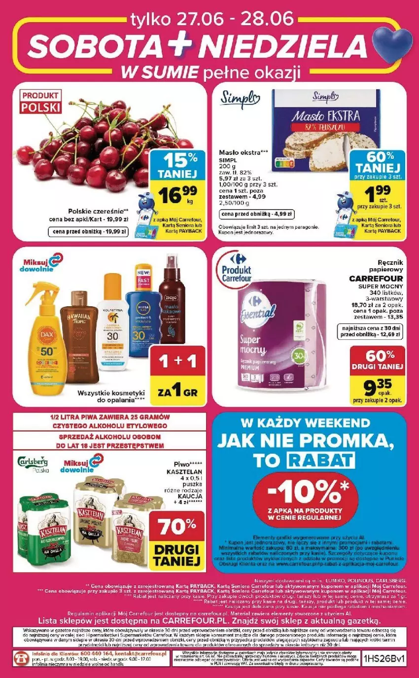 Gazetka promocyjna Carrefour - Gazetka Carrefour, Market w SUMIE od czwartku WEEKEND OKAZJI - ważna 25.06 do 28.06.2026 - strona 8 - produkty: Ba!, Fa, Gra, Kasztelan, LG, Masło, Papier, Piwa, Por, Ręcznik