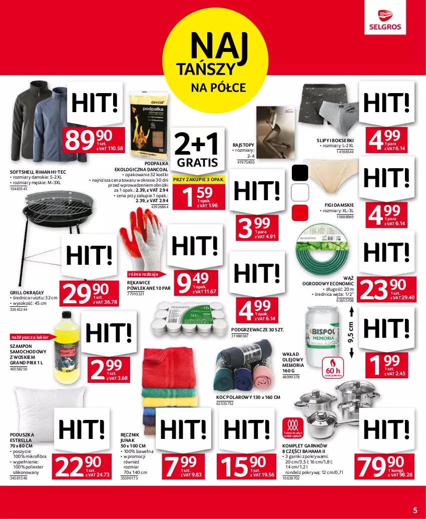 Gazetka promocyjna Selgros - Oferta spożywcza - ważna 29.06 do 12.07.2023 - strona 5 - produkty: Bokserki, Figi, Gra, Grill, Hama, Hi-Tec, Koc, Lakier, Olej, Podgrzewacze, Poduszka, Pokrywa, Rajstopy, Ręcznik, Rękawice, Rondel, Ser, Slipy, Sok, Szampon, Top, Wełna, Wkład olejowy