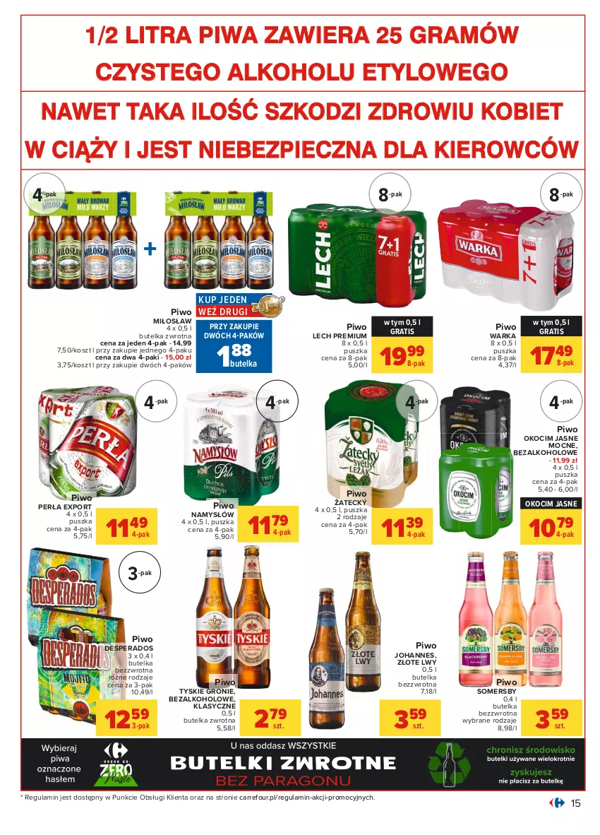 Gazetka promocyjna Carrefour - Gazetka Carrefour - ważna 17.05 do 29.05.2021 - strona 15 - produkty: Desperados, Gra, Koc, Kosz, Lech Premium, Namysłów, Okocim, Perła, Piec, Piwa, Piwo, Por, Somersby, Tyskie, Warka