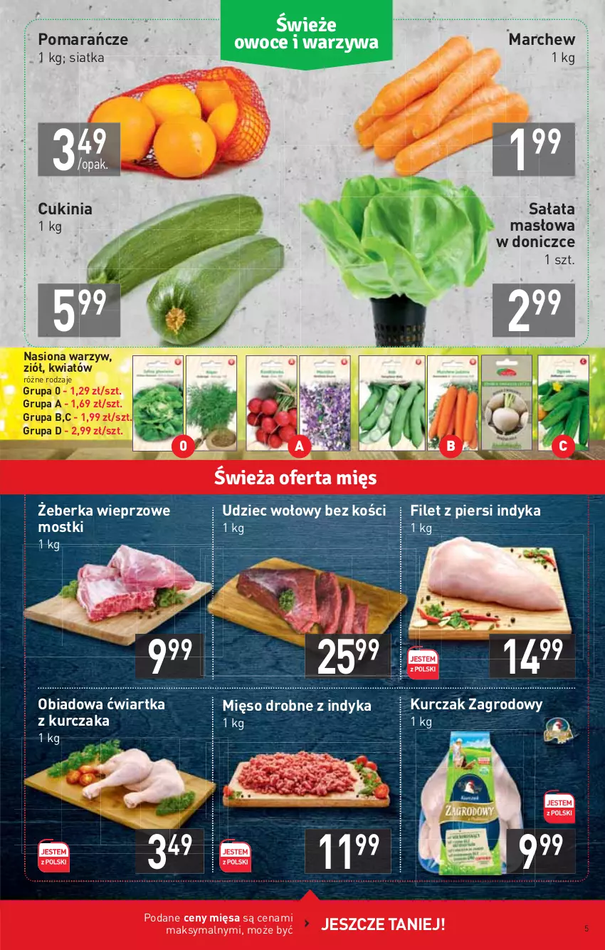 Gazetka promocyjna Stokrotka - Supermarket - ważna 04.03 do 10.03.2021 - strona 5 - produkty: Filet z piersi indyka, Kurczak, Masło, Mięso, Pomarańcze, Sałat, Sałata masłowa, Siatka, Udziec wołowy