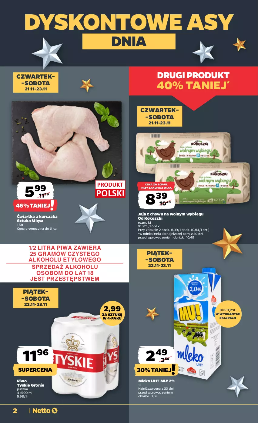 Gazetka promocyjna Netto - Od Czwartku - ważna 21.11 do 27.11.2024 - strona 2 - produkty: Gra, Jaja, Kokos, Kosz, Kurczak, Mleko, Piwa, Piwo, Tyskie