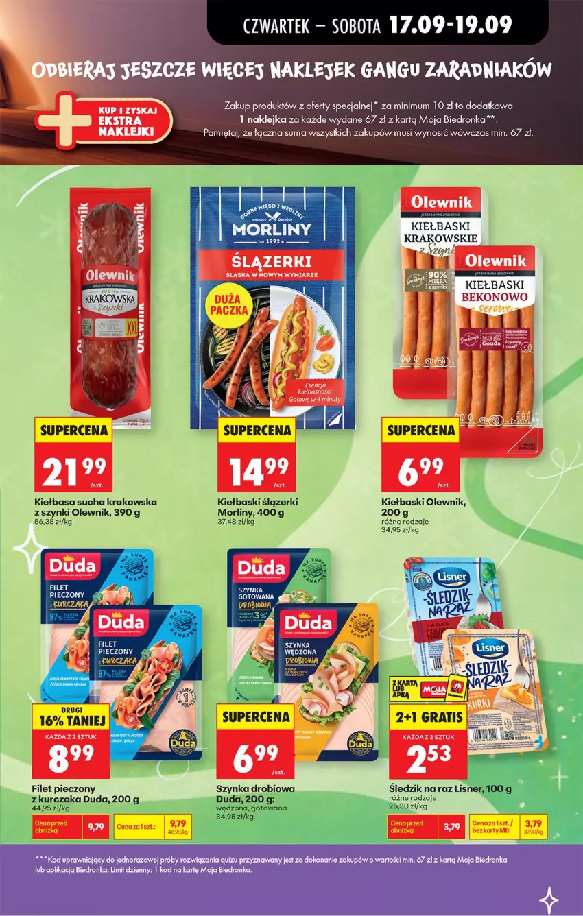 Gazetka promocyjna Biedronka - Od Czwartku - ważna 17.09 do 23.09.2026 - strona 25 - produkty: Beko, Duda, Kiełbasa, Klej, Kurczak, Lisner, Mięta, Morliny, Mus, Olewnik, Piec, Szynka
