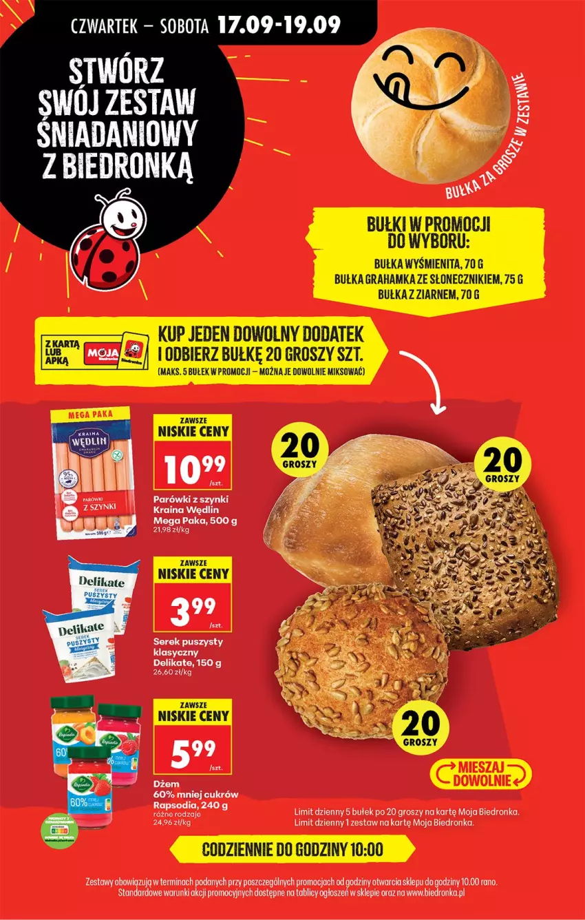 Gazetka promocyjna Biedronka - Od Czwartku - ważna 17.09 do 23.09.2026 - strona 43 - produkty: Bułka, Bułka grahamka, Gra, Parówki, Parówki z szynki, Ser, Serek, Serek puszysty