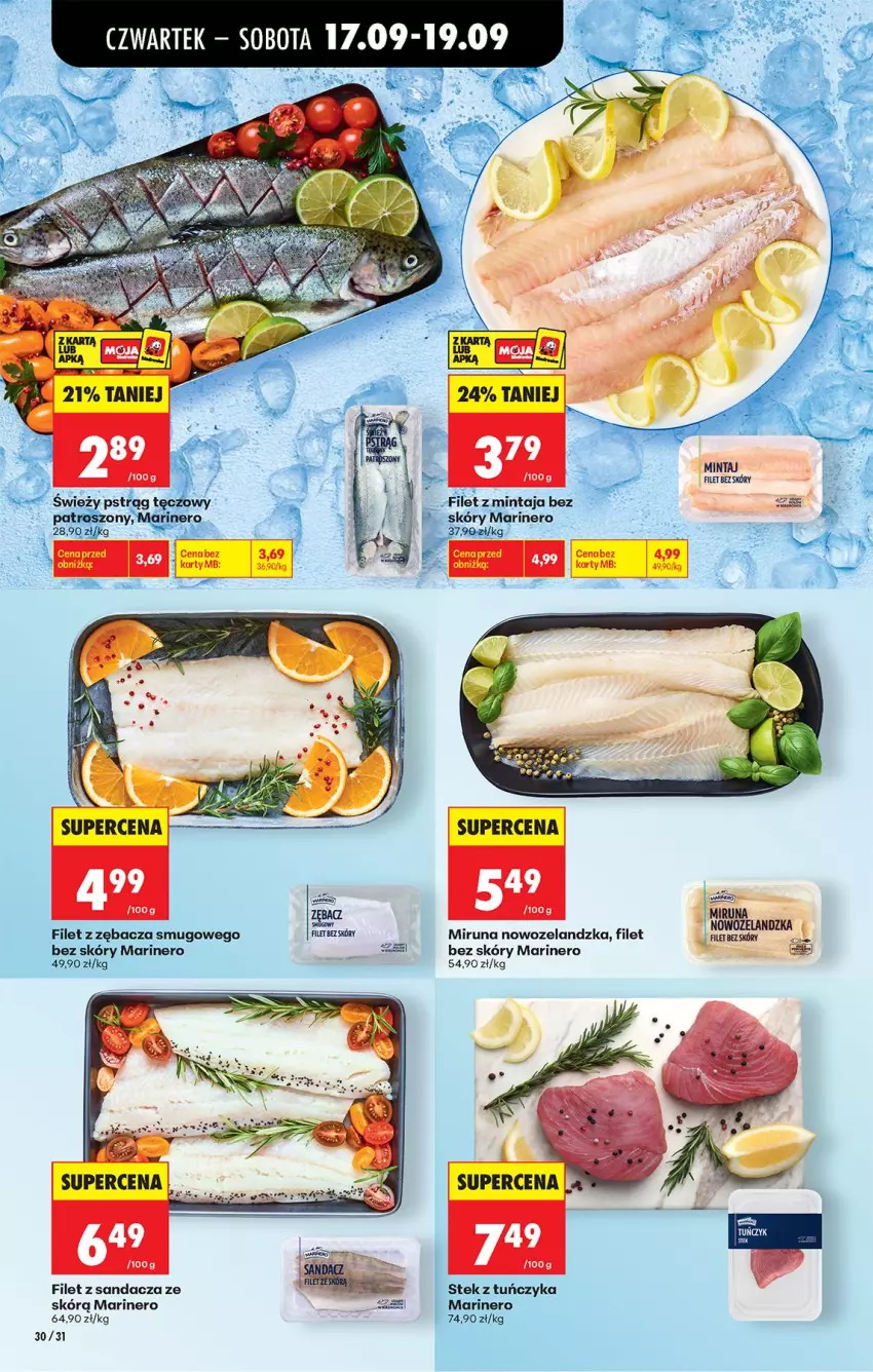 Gazetka promocyjna Biedronka - Od Czwartku - ważna 17.09 do 23.09.2026 - strona 46 - produkty: Filet z mintaja, Filet z sandacza, LG, Mintaj, Miruna, Sandacz, Stek, Tuńczyk