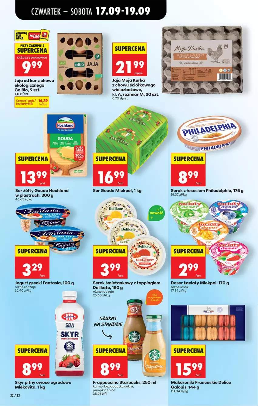 Gazetka promocyjna Biedronka - Od Czwartku - ważna 17.09 do 23.09.2026 - strona 50 - produkty: Deser, Fa, Fanta, Gouda, Hochland, Jaja, Jogurt, Makaron, Mleko, Mlekovita, Owoce, Philadelphia, Por, Ser, Serek, Sos, Top