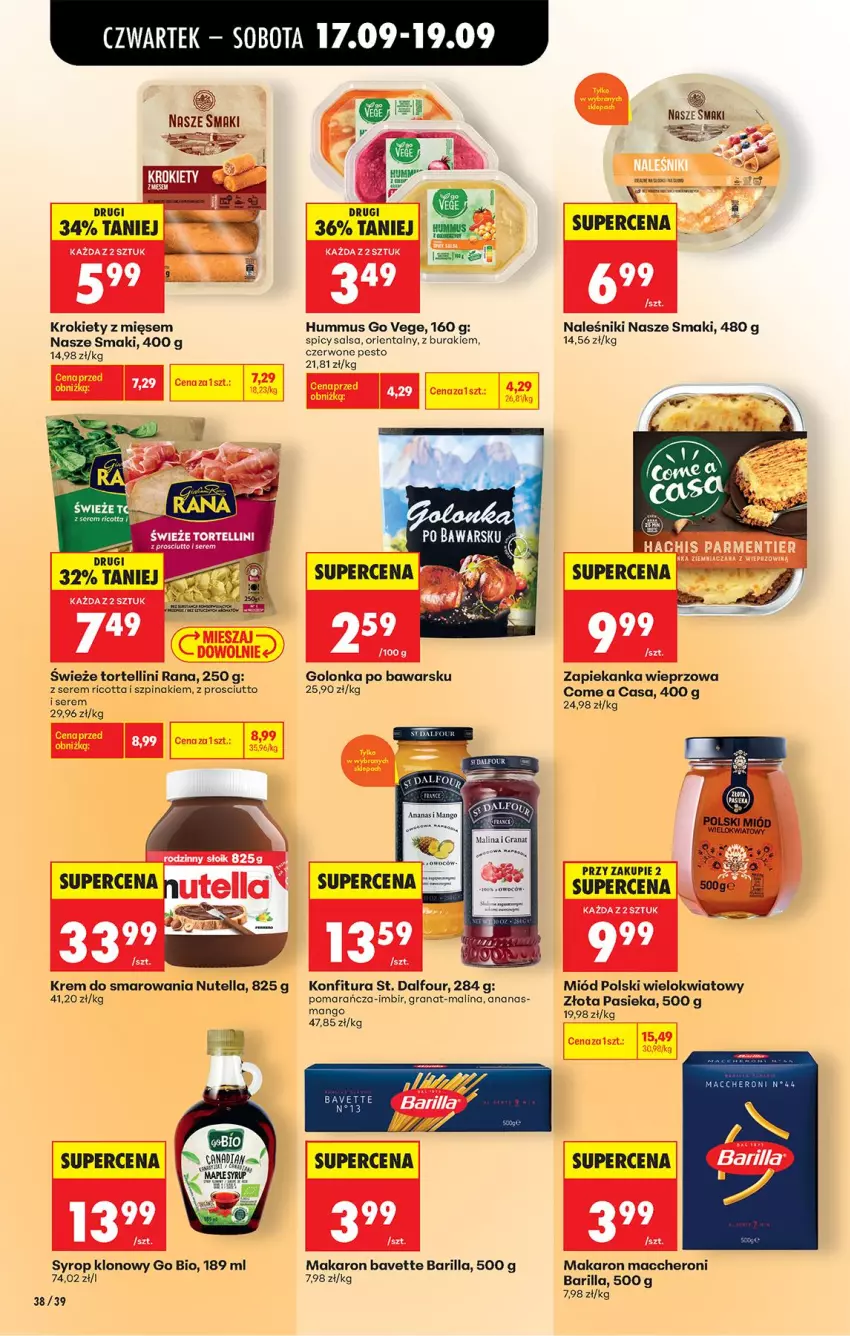 Gazetka promocyjna Biedronka - Od Czwartku - ważna 17.09 do 23.09.2026 - strona 56 - produkty: Ananas, Barilla, Buraki, Gra, Granat, Hummus, Imbir, Konfitura, Krokiety, Makaron, Mango, Miód, Mus, Naleśniki, Nutella, Pesto, Prosciutto, Ricotta, Salsa, Ser, Syrop, Szpinak, Zapiekanka