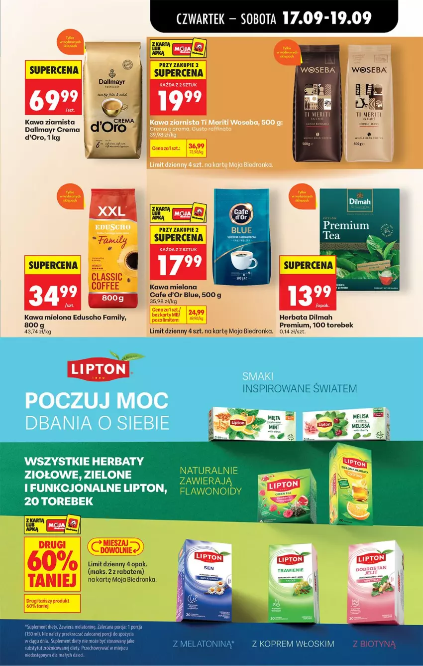 Gazetka promocyjna Biedronka - Od Czwartku - ważna 17.09 do 23.09.2026 - strona 63 - produkty: Dallmayr, Dilmah, Dzieci, Fa, Herbata, Kawa, Kawa mielona, Kawa ziarnista, Lipton, Pajac, Por, Suplement diety