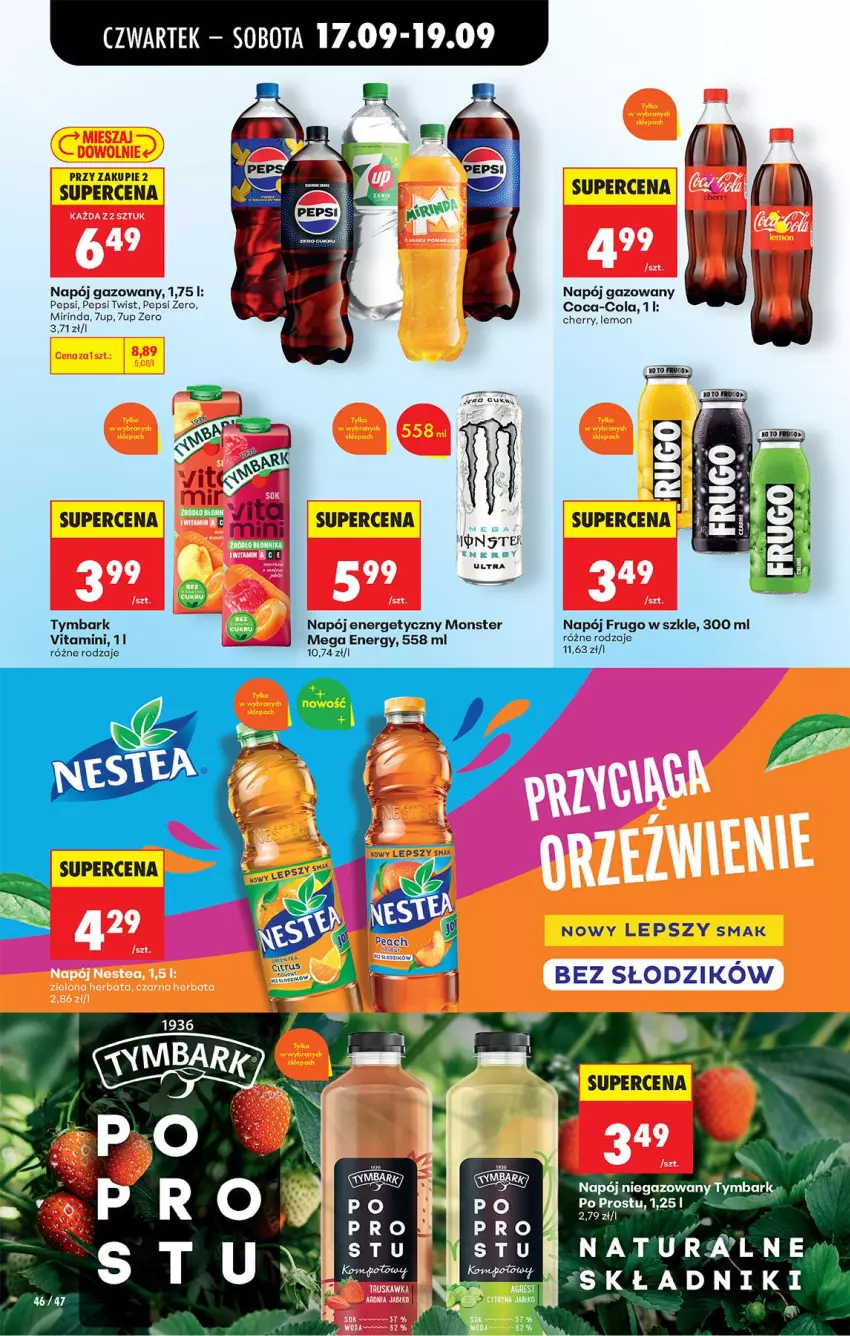 Gazetka promocyjna Biedronka - Od Czwartku - ważna 17.09 do 23.09.2026 - strona 66 - produkty: Coca-Cola, Mirinda, Napój, Napój energetyczny, Napój gazowany, Napój niegazowany, Nestea, Pepsi, Tymbark