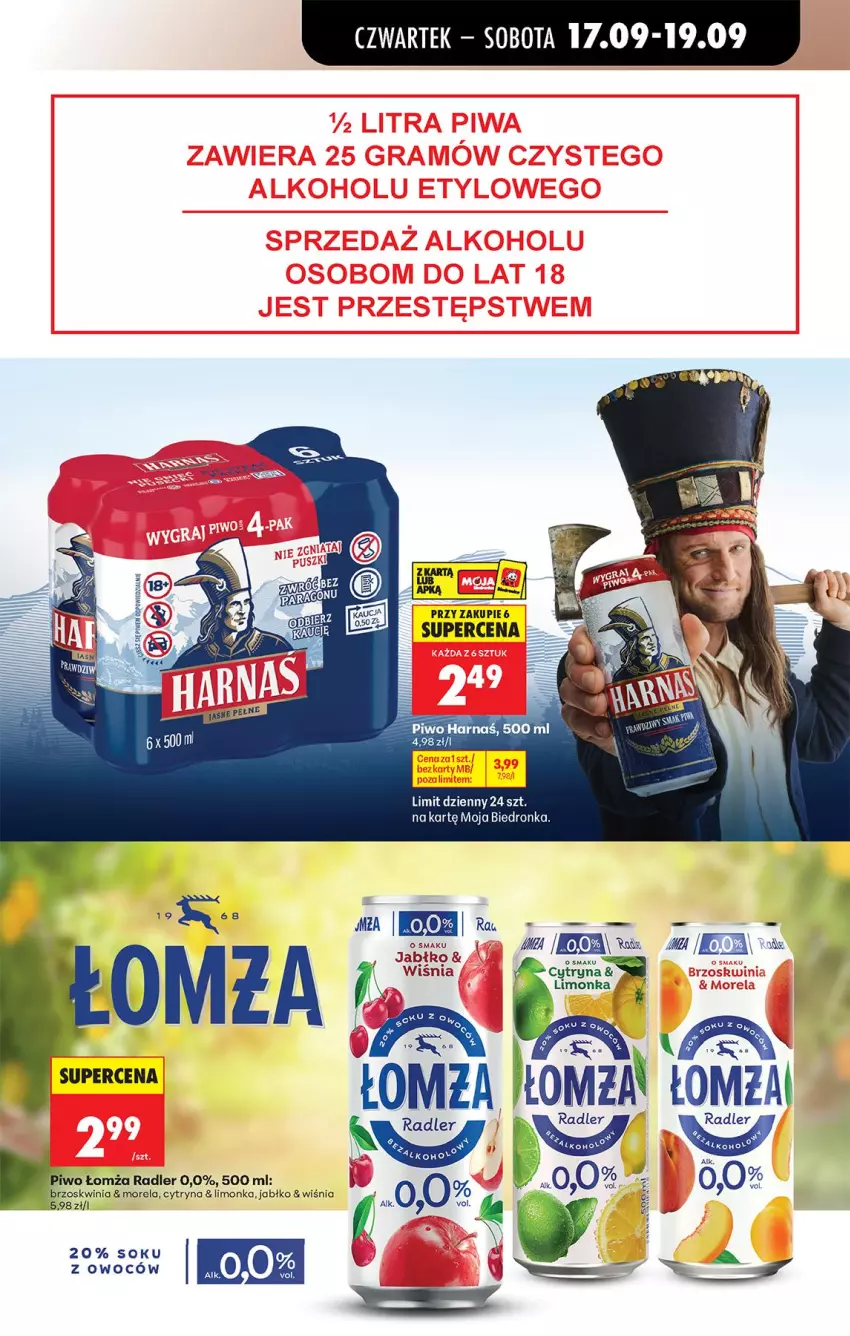 Gazetka promocyjna Biedronka - Od Czwartku - ważna 17.09 do 23.09.2026 - strona 69 - produkty: Harnaś, Limonka, Morela, Piwo, Radler, Sok