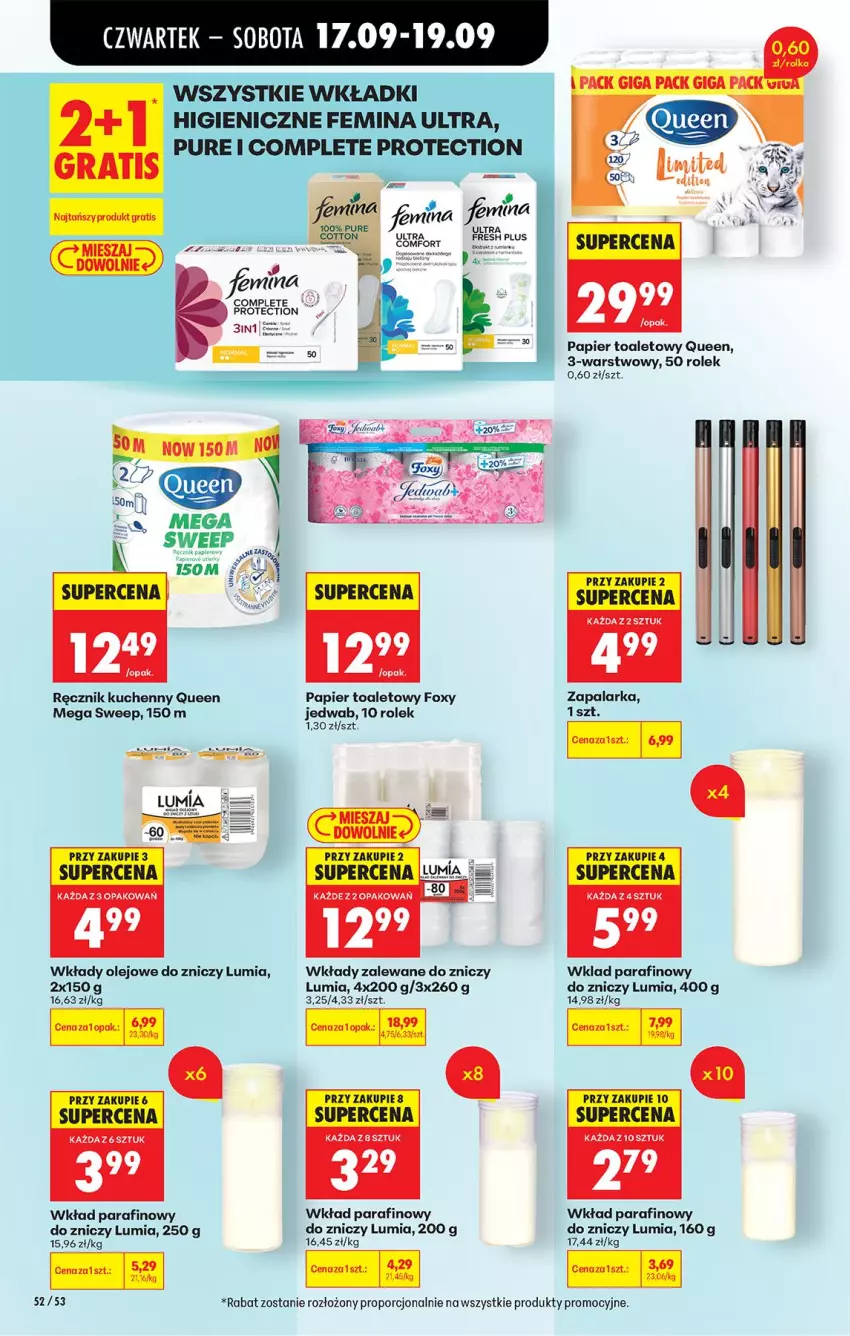 Gazetka promocyjna Biedronka - Od Czwartku - ważna 17.09 do 23.09.2026 - strona 74 - produkty: Foxy, Gra, Olej, Papier, Papier toaletowy, Por, Pur, Ręcznik, Ręcznik kuchenny, Wkładki, Zapalarka, Znicz