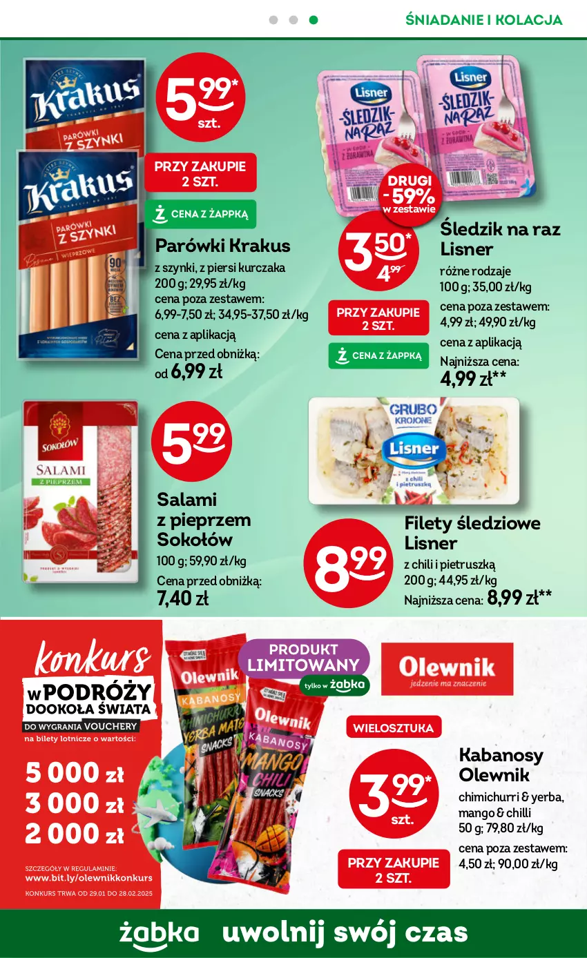 Gazetka promocyjna Żabka - ważna 29.01 do 11.02.2025 - strona 36 - produkty: Kabanos, Krakus, Kurczak, Lisner, Mango, Olewnik, Parówki, Pieprz, Salami, Sok, Sokołów