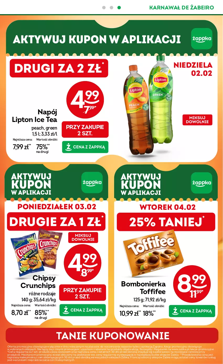 Gazetka promocyjna Żabka - ważna 29.01 do 11.02.2025 - strona 4 - produkty: Chipsy, Crunchips, Ice tea, Lipton, Napój, Toffifee