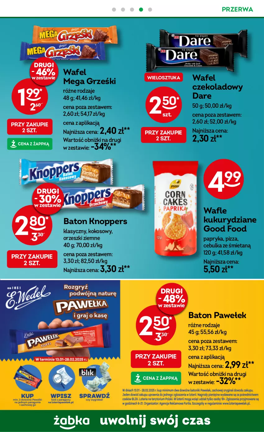 Gazetka promocyjna Żabka - ważna 29.01 do 11.02.2025 - strona 45 - produkty: Baton, Grześki, Knoppers, Kokos, Orzeszki, Orzeszki ziemne, Papryka, Pizza, Wafle