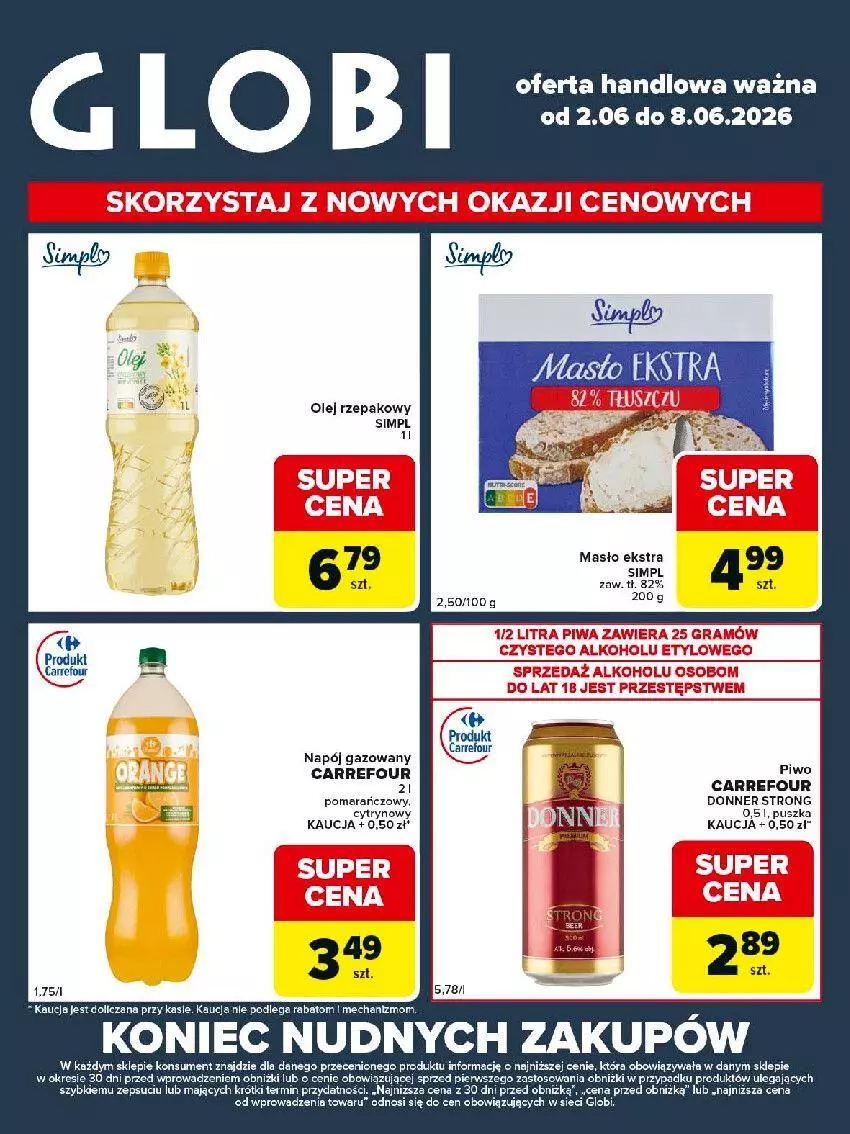 Gazetka promocyjna Carrefour - Gazetka Globi - ważna 02.06 do 08.06.2026 - strona 2 - produkty: Gra, Masło, Napój, Olej, Olej rzepakowy, Piwa, Piwo