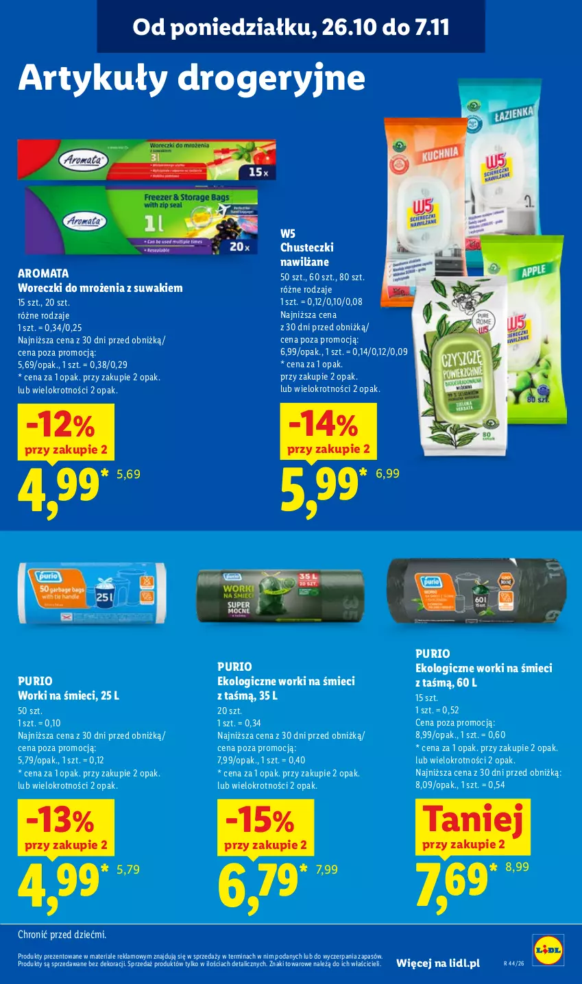 Gazetka promocyjna Lidl - Gazetka - ważna 29.10 do 31.10.2026 - strona 105 - produkty: Chusteczki, Pur, Worki na śmiec, Worki na śmieci