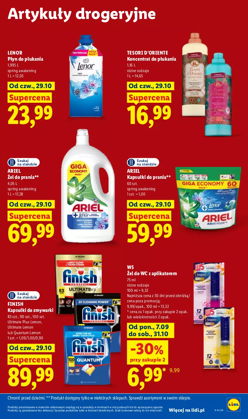 Gazetka promocyjna Lidl - Gazetka - ważna 29.10 do 31.10.2026 - strona 109 - produkty: Ariel, Finish, Kapsułki do prania, Lenor, Płyn do płukania, Zmywarki
