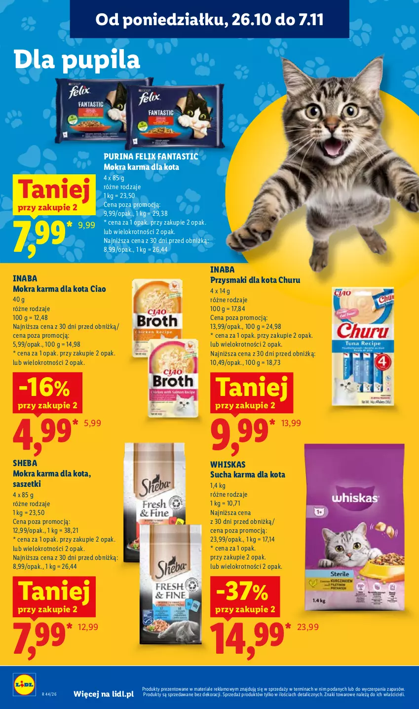 Gazetka promocyjna Lidl - Gazetka - ważna 29.10 do 31.10.2026 - strona 112 - produkty: Fa, Fanta, Felix, Mokra karma, Przysmaki, Pur, Purina, Sheba, Sucha karma, Whiskas