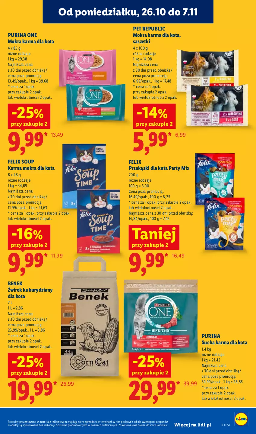 Gazetka promocyjna Lidl - Gazetka - ważna 29.10 do 31.10.2026 - strona 113 - produkty: Felix, Mokra karma, Przekąski dla kota, Pur, Purina, Sucha karma