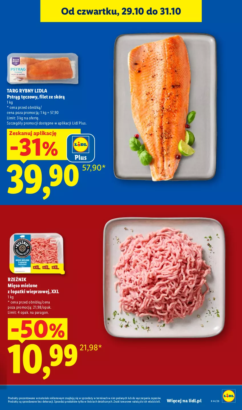 Gazetka promocyjna Lidl - Gazetka - ważna 29.10 do 31.10.2026 - strona 17 - produkty: Mięso, Mięso mielone, Mięso mielone z łopatki wieprzowej, Pstrąg, Pstrąg tęczowy