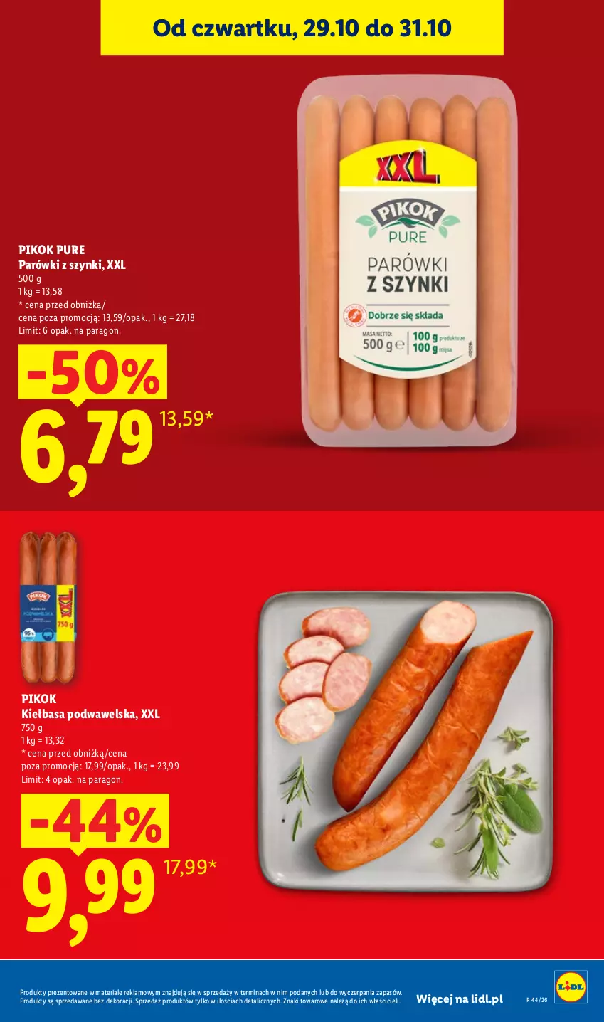 Gazetka promocyjna Lidl - Gazetka - ważna 29.10 do 31.10.2026 - strona 19 - produkty: Kiełbasa, Kiełbasa podwawelska, Parówki, Parówki z szynki, PIKOK, Pur, Wawel