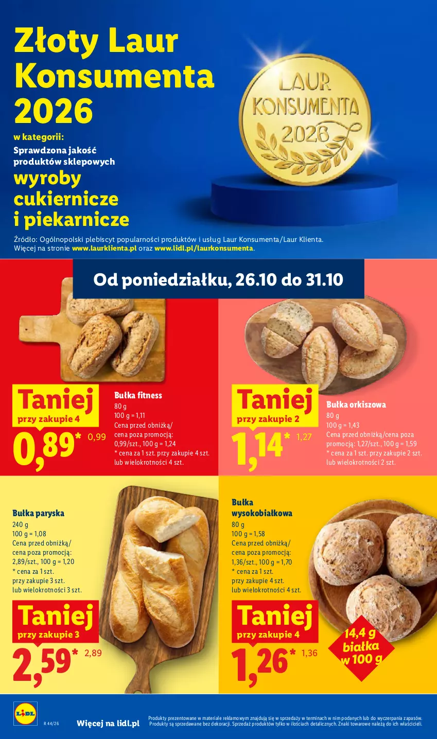 Gazetka promocyjna Lidl - Gazetka - ważna 29.10 do 31.10.2026 - strona 54 - produkty: Bułka, Bułka fitness, Cukier, Laur, Sok