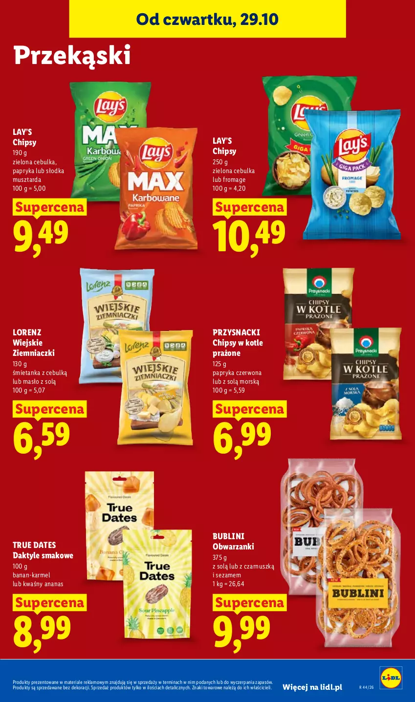 Gazetka promocyjna Lidl - Gazetka - ważna 29.10 do 31.10.2026 - strona 91 - produkty: Ananas, Chipsy, Daktyle, Lay’s, Lorenz, Masło, Mus, Musztarda, Papryka, Papryka czerwona, Przysnacki, Sezam