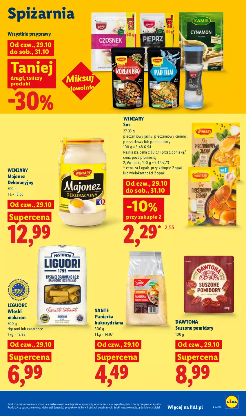 Gazetka promocyjna Lidl - Gazetka - ważna 29.10 do 31.10.2026 - strona 93 - produkty: Dawtona, Majonez, Makaron, Piec, Pomidory, Przyprawy, Sante, Sos, Suszone pomidory, Winiary