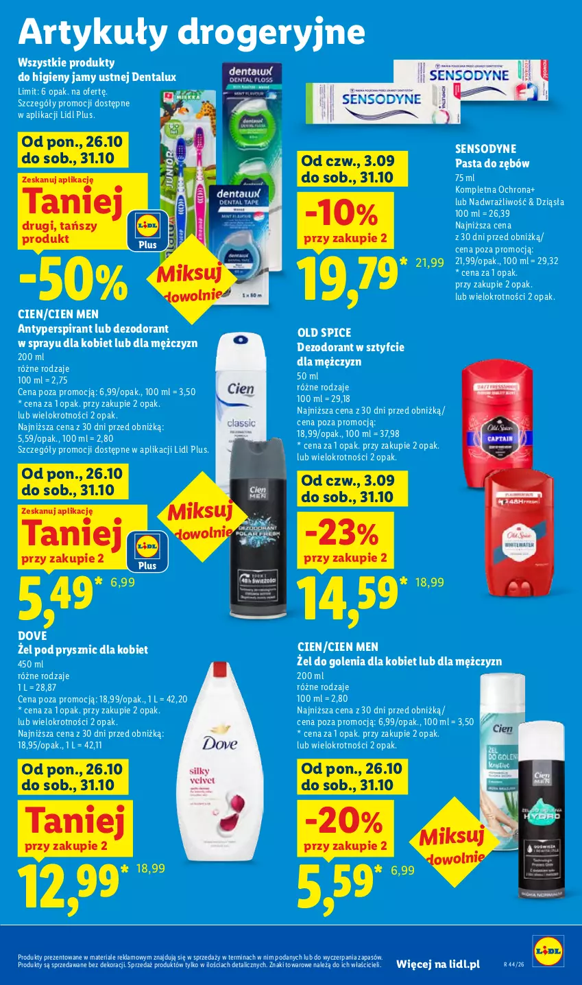 Gazetka promocyjna Lidl - Gazetka - ważna 29.10 do 31.10.2026 - strona 99 - produkty: Antyperspirant, Dezodorant, Dove, Old Spice, Pasta do zębów, Sensodyne