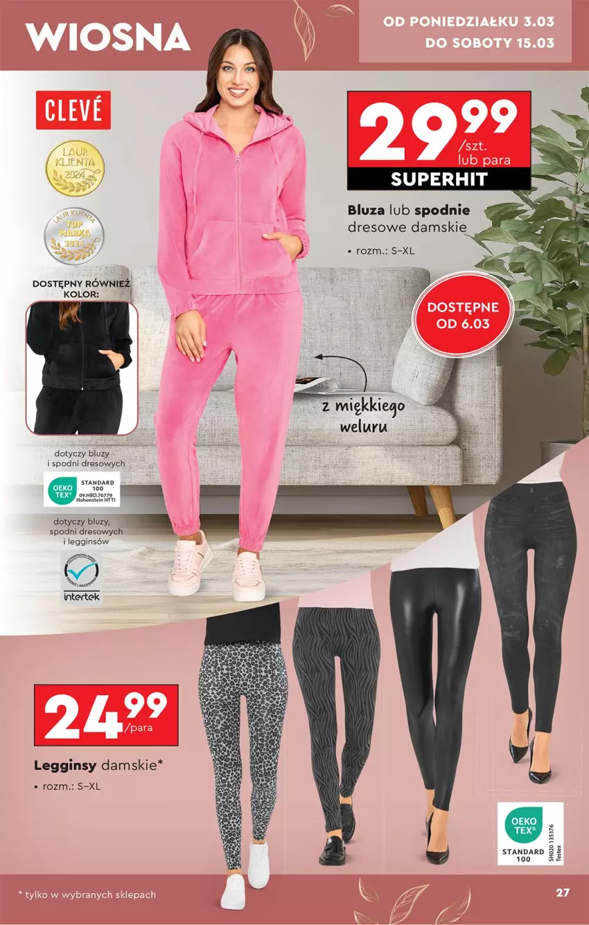 Gazetka promocyjna Biedronka - Okazje Tygodnia - ważna 01.03 do 15.03.2025 - strona 27 - produkty: Acana, Bluza, Dres, Gin, Klej, Legginsy, Spodnie, Spodnie dresowe