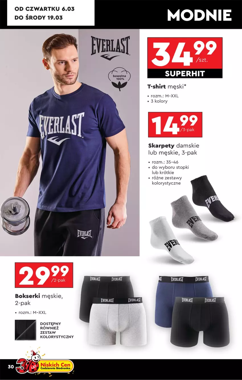 Gazetka promocyjna Biedronka - Okazje Tygodnia - ważna 01.03 do 15.03.2025 - strona 30 - produkty: Bokserki, Karp, Ser, T-shirt, Top