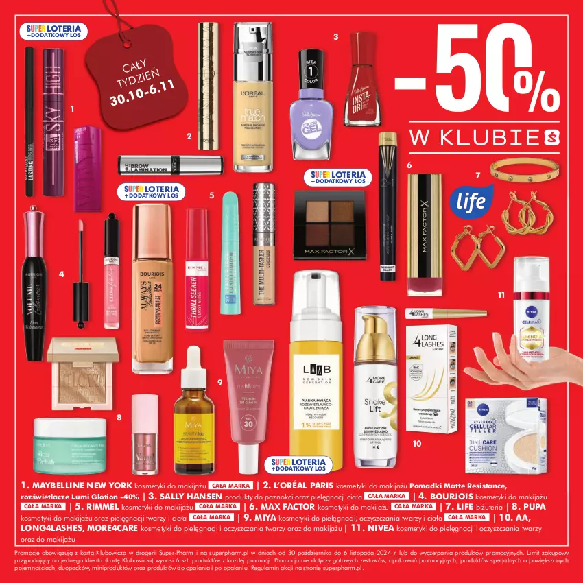 Gazetka promocyjna Super Pharm - ważna 30.10 do 06.11.2024 - strona 5 - produkty: Bell, Bourjois, Fa, Kosmetyki do pielęgnacji, L’Oréal, Makijaż, Max Factor, Maybelline, Nivea, Pupa, Rozświetlacz, Sally Hansen, Top