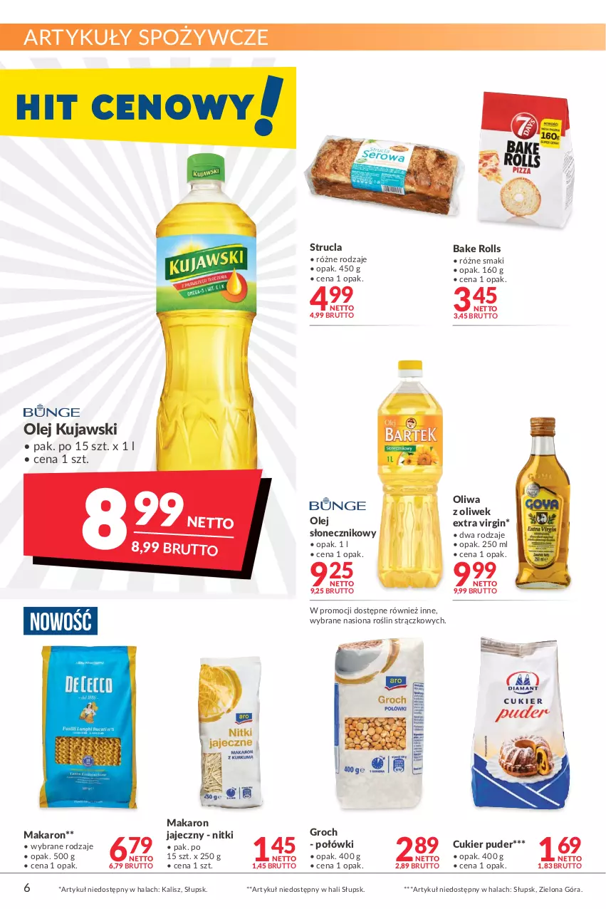 Gazetka promocyjna Makro - [Oferta promocyjna] Artykuły spożywcze i przemysłowe - ważna 22.03 do 04.04.2022 - strona 6 - produkty: Artykuły spożywcze, Bake Rolls, Cukier, Cukier puder, Gin, Groch, Kujawski, Makaron, Olej, Olej słonecznikowy, Oliwa z oliwek, Puder, Strucla