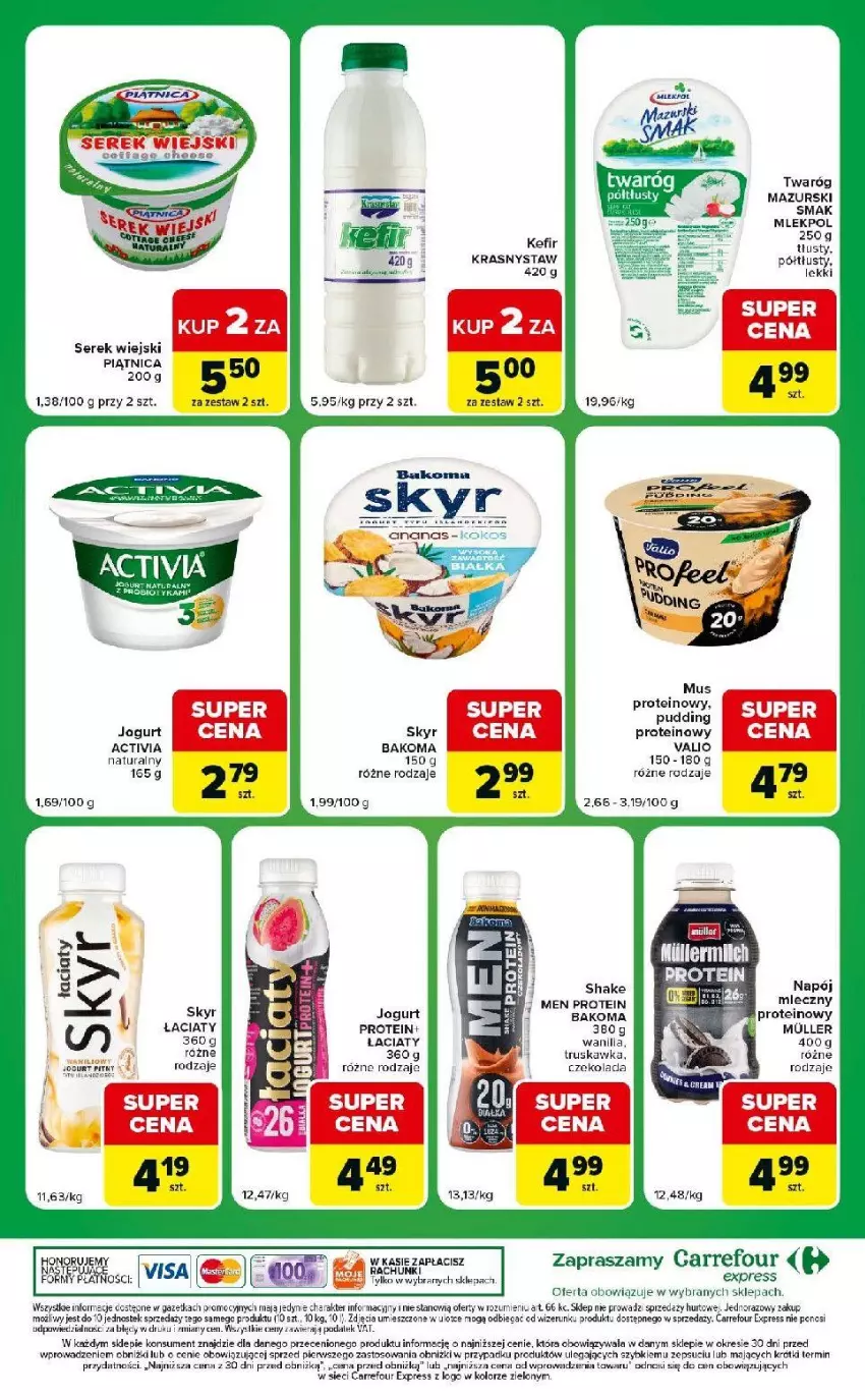 Gazetka promocyjna Carrefour - Gazetka Express w SUMIE ekspresowe zakupy - ważna 09.06 do 15.06.2026 - strona 8 - produkty: Activia, Bakoma, Czekolada, Kefir, Napój, Piątnica, Pudding, Ser, Serek, Serek wiejski, Stek, Twaróg