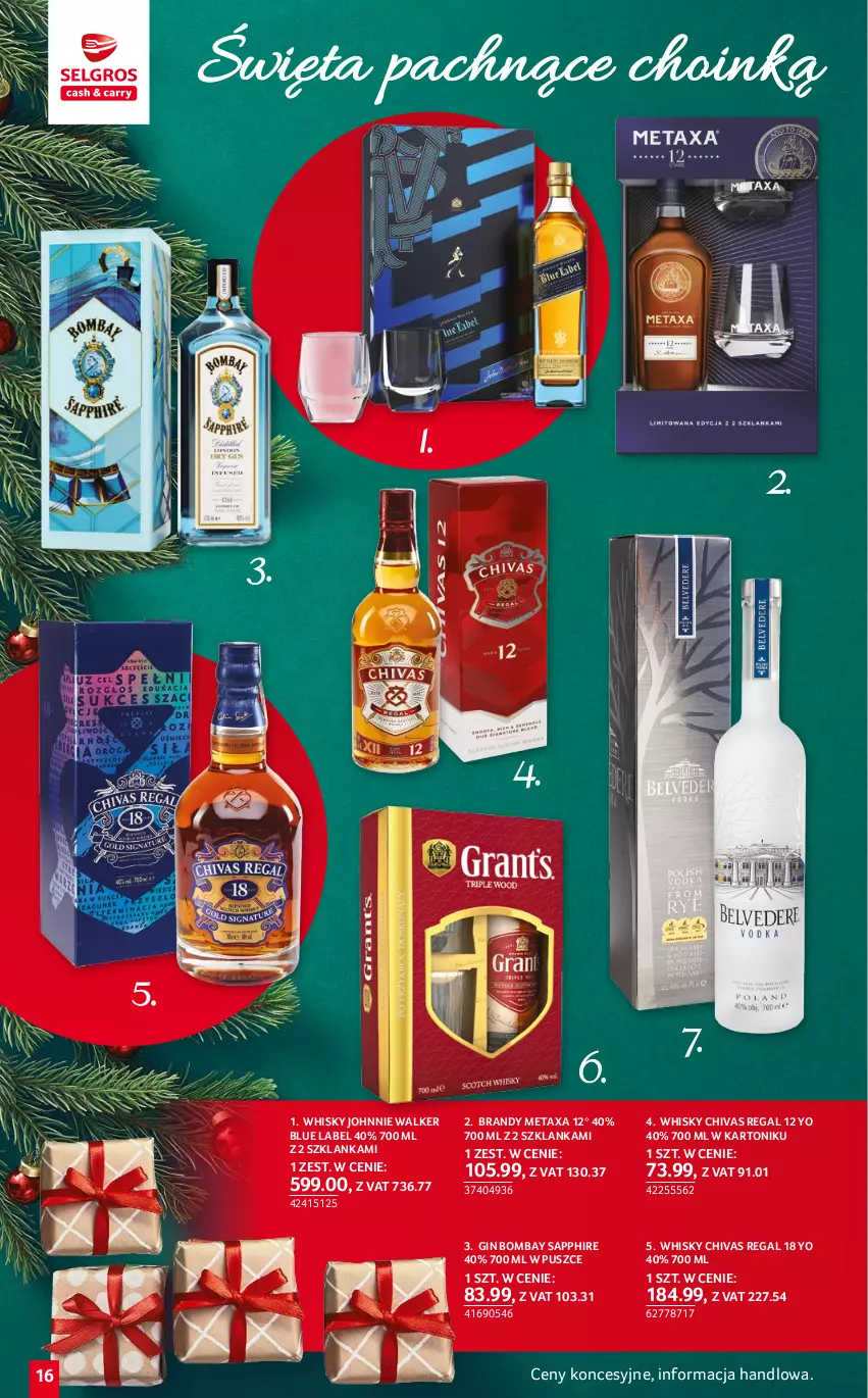 Gazetka promocyjna Selgros - Katalog Prezenty - ważna 01.12 do 14.12.2022 - strona 16 - produkty: Brandy, Gin, Johnnie Walker, Metaxa, Szklanka, Tonik, Whisky