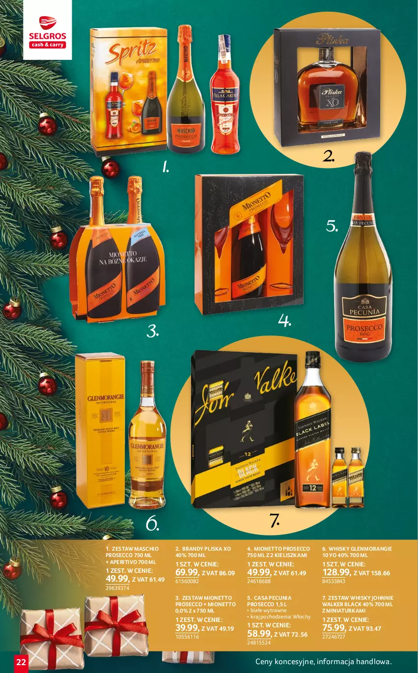 Gazetka promocyjna Selgros - Katalog Prezenty - ważna 01.12 do 14.12.2022 - strona 22 - produkty: Brandy, Johnnie Walker, Lack, Mionetto, Pliska, Prosecco, Whisky