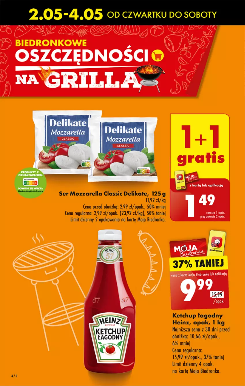 Gazetka promocyjna Biedronka - Od Czwartku - ważna 08.05 do 11.05.2024 - strona 4 - produkty: Heinz, Ketchup, Mozzarella, Ser