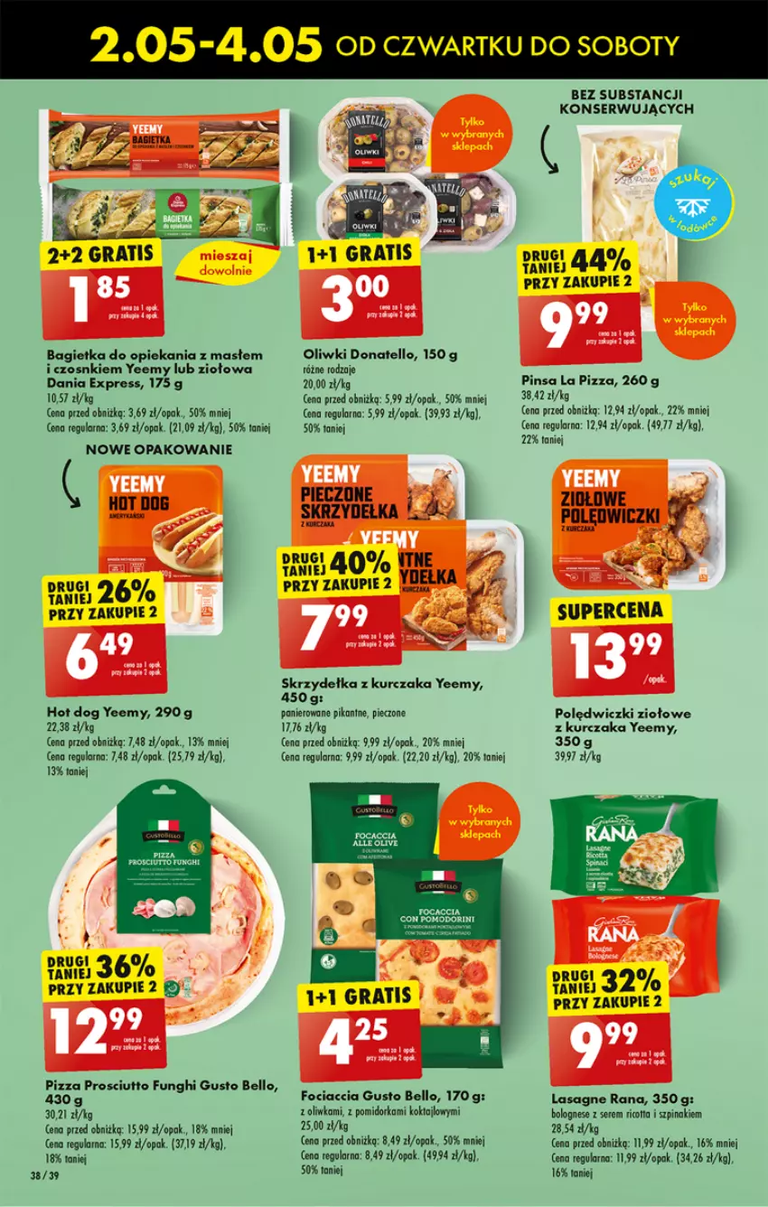 Gazetka promocyjna Biedronka - Od Czwartku - ważna 08.05 do 11.05.2024 - strona 42 - produkty: Bagietka, Bell, Gra, Hot dog, Kurczak, Lasagne, Oliwki, Orka, Piec, Pizza, Prosciutto, Ser, Skrzydełka z kurczaka, Szpinak, Taca