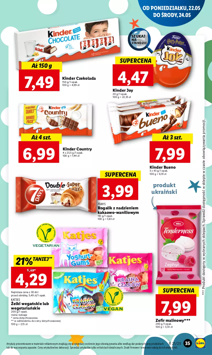 Gazetka promocyjna Lidl - GAZETKA - ważna 22.05 do 24.05.2023 - strona 39 - produkty: Czekolada, Kakao, Kinder, Kinder Bueno, Rogal