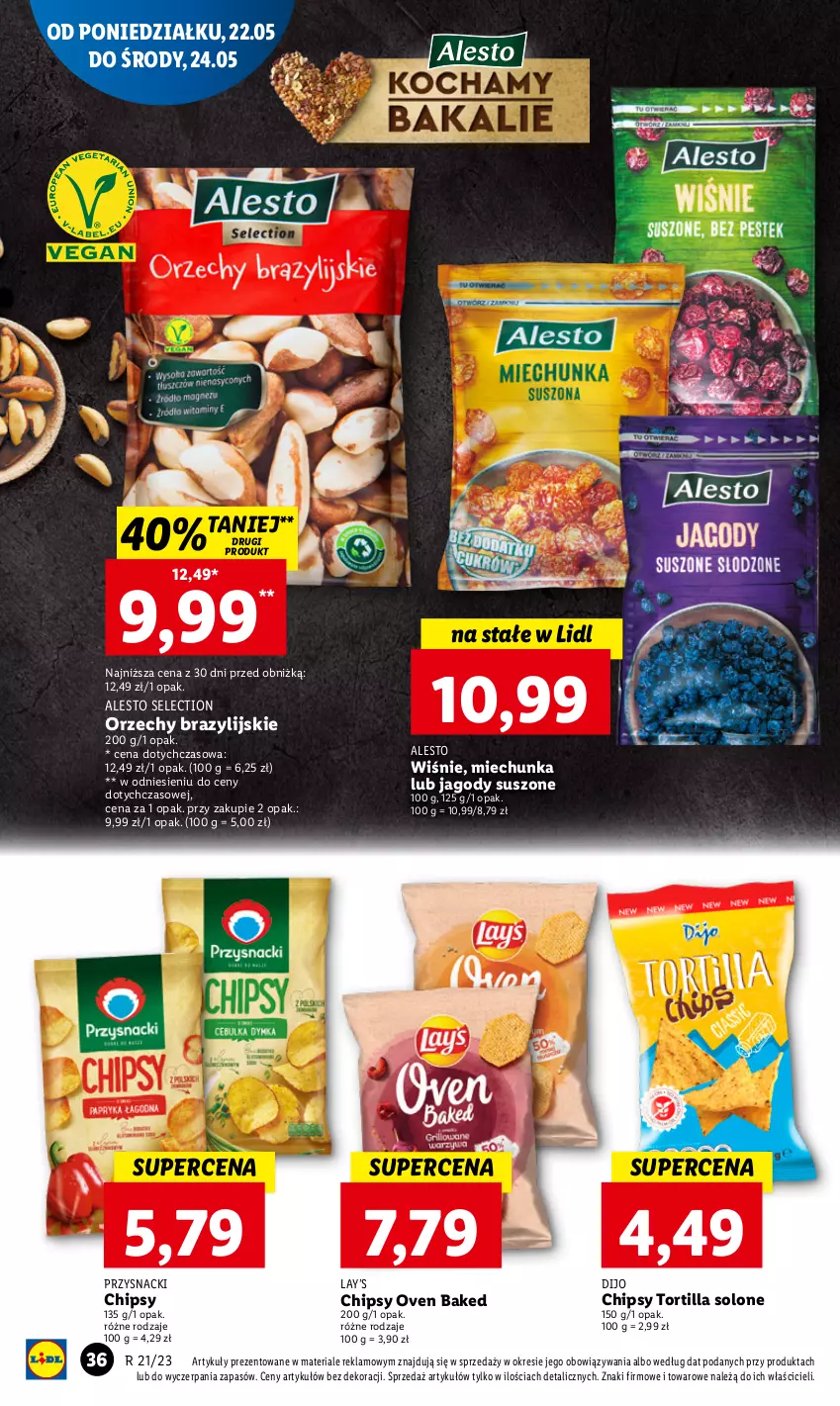 Gazetka promocyjna Lidl - GAZETKA - ważna 22.05 do 24.05.2023 - strona 42 - produkty: Chipsy, Jagody, Lay’s, Przysnacki, Tortilla