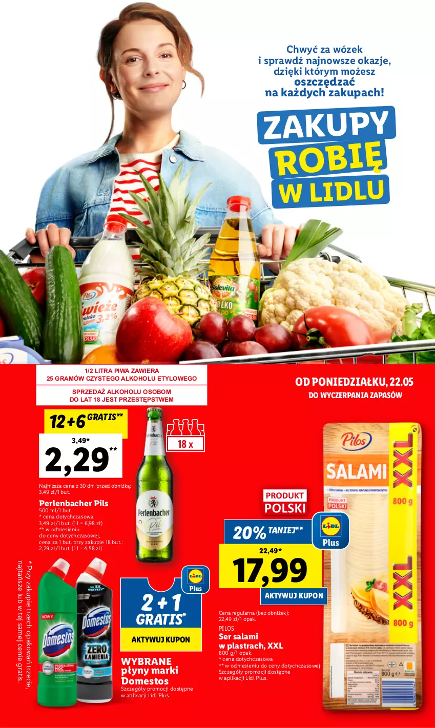 Gazetka promocyjna Lidl - GAZETKA - ważna 22.05 do 24.05.2023 - strona 46 - produkty: Domestos, Gra, NBA, Pilos, Piwa, Salami, Ser, Ser salami, Wózek