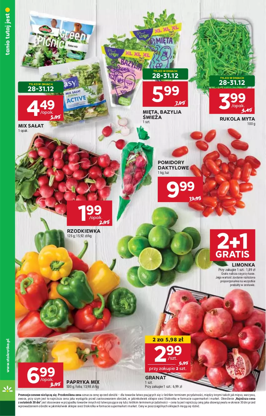 Gazetka promocyjna Stokrotka - Supermarket - ważna 28.12.2024 do 02.01.2025 - strona 10 - produkty: Bazyl, Bazylia, Gra, Granat, HP, Limonka, Mięta, Papryka, Pomidory, Por, Rukola, Rzodkiewka, Sałat