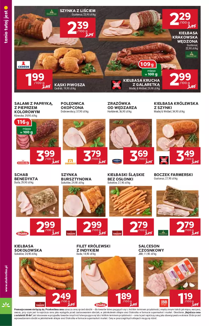 Gazetka promocyjna Stokrotka - Supermarket - ważna 28.12.2024 do 02.01.2025 - strona 12 - produkty: Boczek, Bursztyn, Fa, Gala, HP, Kiełbasa, Kiełbasa krakowska, Kiełbasa krucha, Kiełbaski śląskie, Królewski, Pieprz, Piwo, Polędwica, Salami, Salami z papryką, Salceson, Schab Benedykta, Sok, Sos, Szynka