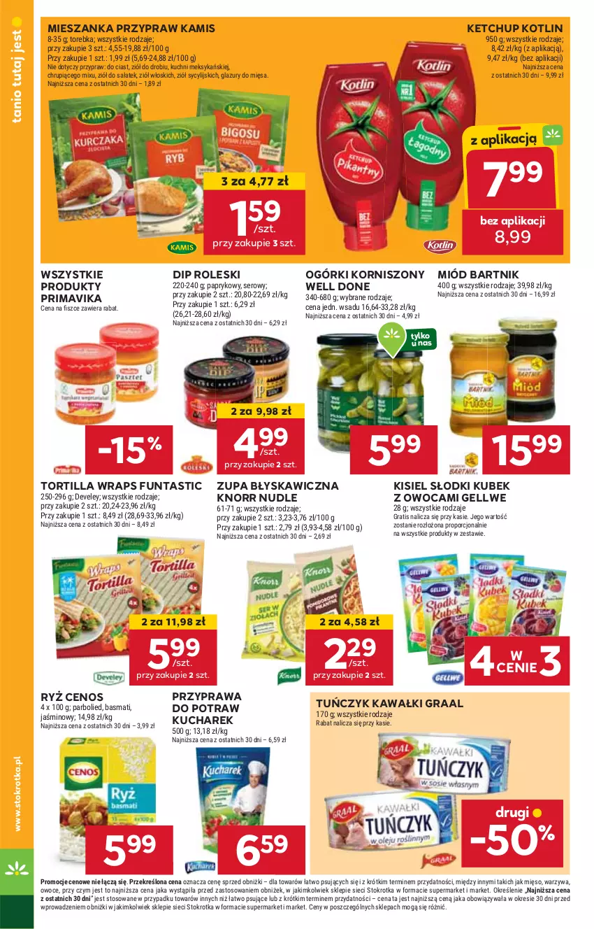 Gazetka promocyjna Stokrotka - Supermarket - ważna 28.12.2024 do 02.01.2025 - strona 16 - produkty: Cenos, Gra, Graal, HP, Kamis, Kawa, Ketchup, Kisiel, Knorr, Korniszony, Kotlin, Kubek, Kucharek, Miód, Prima, Primavika, Przyprawa do potraw, Ryż, Tortilla, Tuńczyk, Zupa