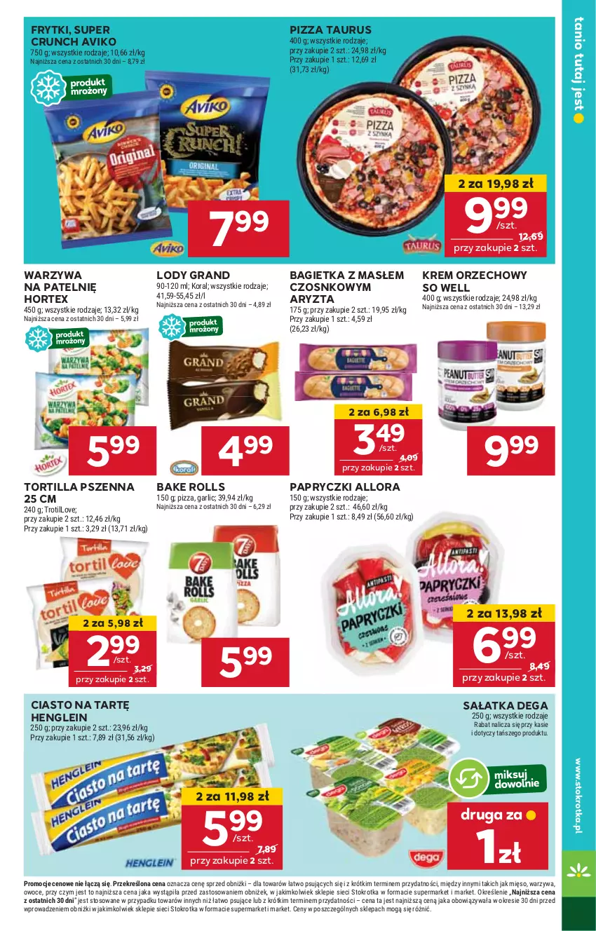 Gazetka promocyjna Stokrotka - Supermarket - ważna 28.12.2024 do 02.01.2025 - strona 17 - produkty: Bagietka, Bake Rolls, Dega, Frytki, Gra, Hortex, HP, Krem orzechowy, Lody, Pizza, Sałat, Sałatka, Tortilla, Warzywa