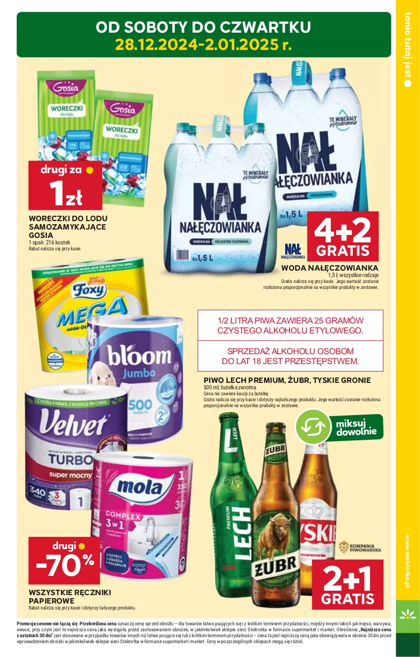 Gazetka promocyjna Stokrotka - Supermarket - ważna 28.12.2024 do 02.01.2025 - strona 3 - produkty: Gra, HP, Lech Premium, Nałęczowianka, Papier, Piwa, Piwo, Por, Ręcznik, Ręczniki papierowe, Tyskie, Woda, Woreczki do lodu