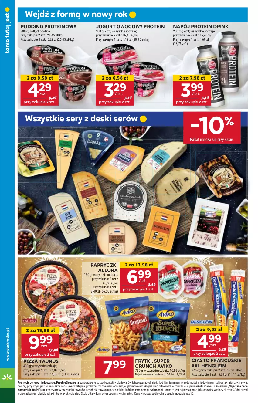 Gazetka promocyjna Stokrotka - Supermarket - ważna 28.12.2024 do 02.01.2025 - strona 8 - produkty: Ciasto francuskie, Frytki, HP, Jogurt, Jogurt owocowy, Napój, Pizza, Pudding, Ser, Zott